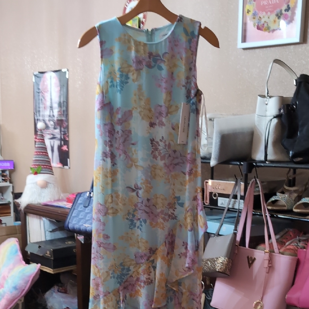 Calvin Klein Blue Floral Midi Dress
